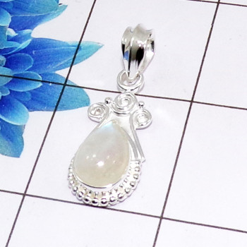 Rainbow Cab G - SD543 Party Look 925 Silver Designer Pendant With Semiprecious Cut Stone-SD543 Rainbow Cab G - SD543 Party Look 925 Silver Designer Pendant With Semiprecious Cut Stone-SD543
