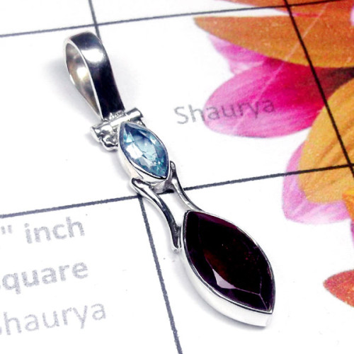 Garnet B - SD948-Cut and Cab Gemstone Sterling Silver Pendant