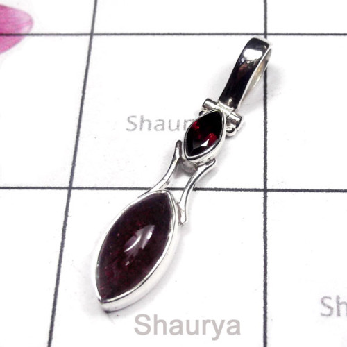 Garnet I - SD948-Cut and Cab Gemstone Sterling Silver Pendant
