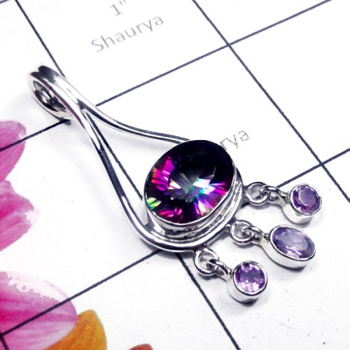 Mystic H - SD953-Exclusive Silver Precious Gemstone Stylish Pendant