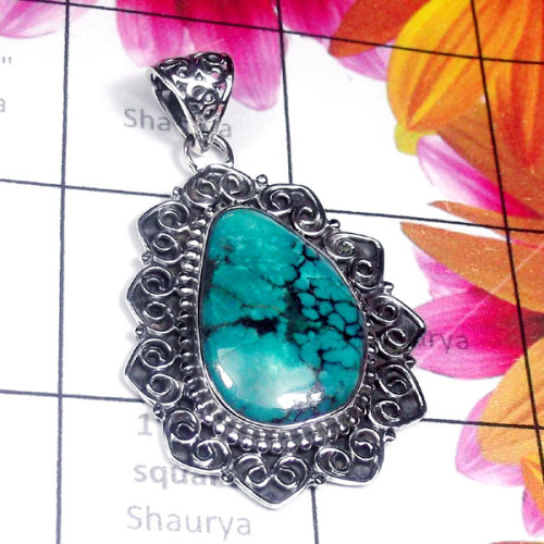 Tibitan Turquoise C - SD960-Fantastic Pendant with Precious Gemstone