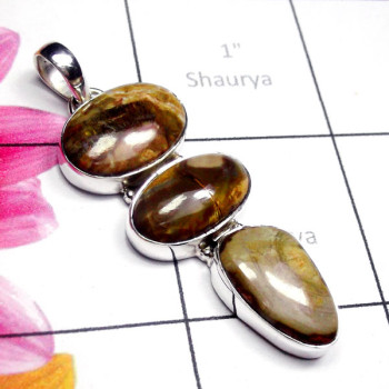 Petrified Wood B - SD963-Sterling Silver Natural Gemstone Elegant Pendant Petrified Wood B - SD963-Sterling Silver Natural Gemstone Elegant Pendant