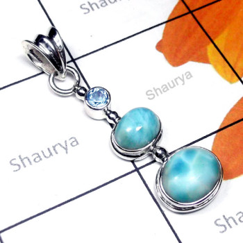 Larimar F - SD971-Exclusive Silver Precious Gemstone Fantastic Pendant Larimar F - SD971-Exclusive Silver Precious Gemstone Fantastic Pendant