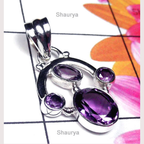 Amethyst Cut B - SD993-New Design Multi Gemstone Fancy Pendant
