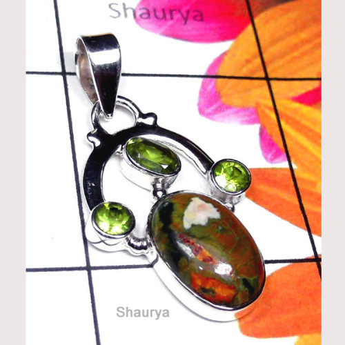 Rhyolite G - SD993-New Design Multi Gemstone Fancy Pendant