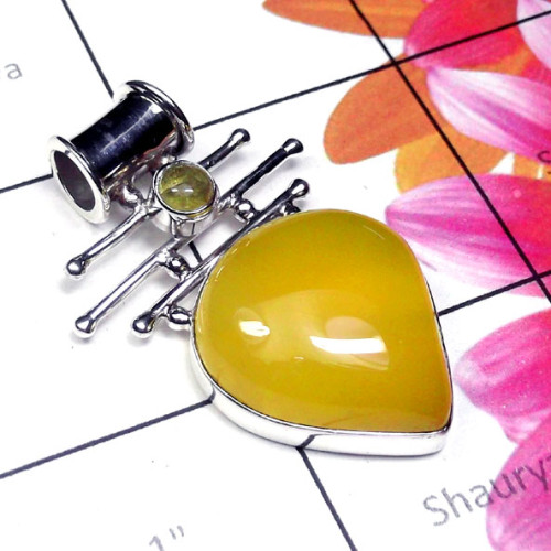 Yellow Onyx D - SD999-Unique Silver Designer Pendants
