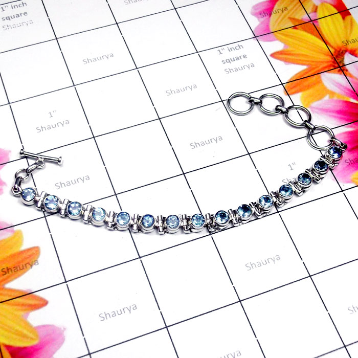 Blue Topaz B - SDB997-Elegant Design Semiprecious Gemstone Bracelet Blue Topaz B - SDB997-Elegant Design Semiprecious Gemstone Bracelet