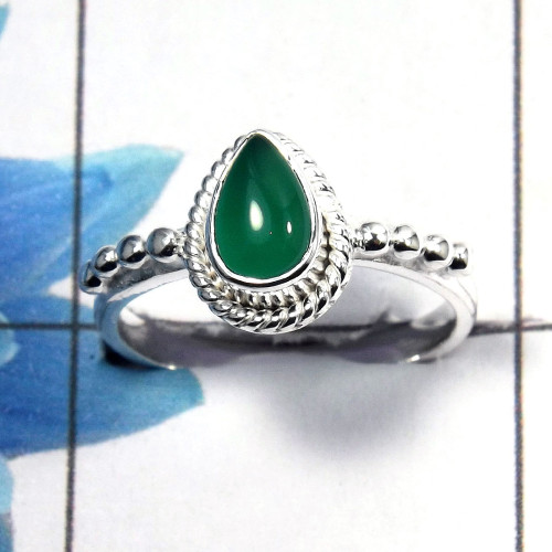 Green Onyx Cab C - SDR467 - Natural Green Onyx Pear Shape Gemstone 925 Sterling Silver Designer Ring Green Onyx Cab C - SDR467 - Natural Green Onyx Pear Shape Gemstone 925 Sterling Silver Designer Ring