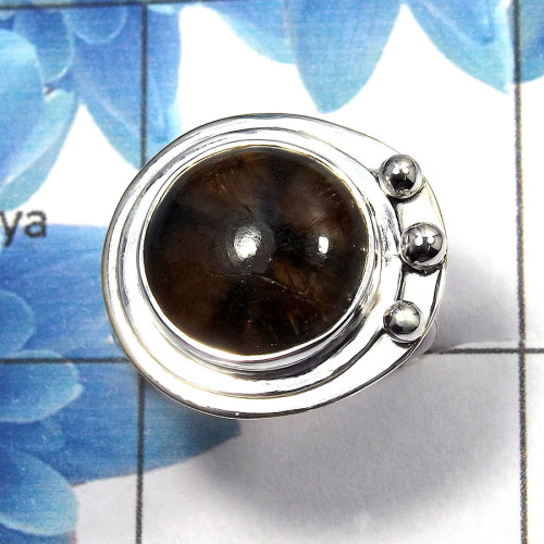 Chestolite Cab C - SDR476 - Gorgeous Natural Chestolite Round Cab Gemstone 925 Sterling Silver Designer Ring Chestolite Cab C - SDR476 - Gorgeous Natural Chestolite Round Cab Gemstone 925 Sterling Silver Designer Ring