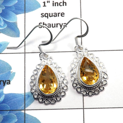 Citrine Cut - A SDE513 - Natural Citrine 8x12mm Pear Cut Gemstone Designer Earrings 925 Sterling Silver Citrine Cut - A SDE513 - Natural Citrine 8x12mm Pear Cut Gemstone Designer Earrings 925 Sterling Silver