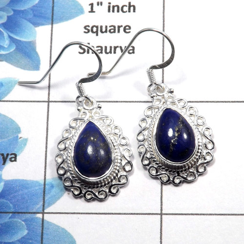 Lapis Cab - D SDE513 - Newly Arrival Natural Blue Lapis Gemstone 925 Sterling Silver Designer Earrings Lapis Cab - D SDE513 - Newly Arrival Natural Blue Lapis Gemstone 925 Sterling Silver Designer Earrings