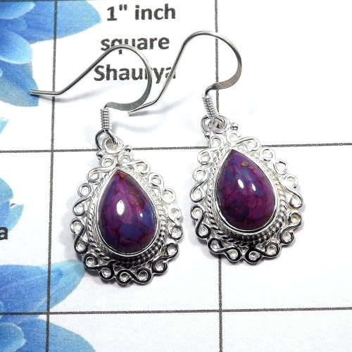 Purple Turquoise Cab - F SDE513 - Gorgeous Purple Turquoise Gemstone 925 Sterling Silver Designer Earrings Purple Turquoise Cab - F SDE513 - Gorgeous Purple Turquoise Gemstone 925 Sterling Silver Designer Earrings