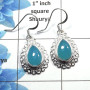 Blue Chalcedony Cab - G SDE513 - Amazing Natural Blue Chalcedony Gemstone 925 Sterling Silver Designer Earrings