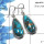 Blue Copper Turquoise Cab - B SDE516 - Solid 925 Sterling Silver Blue Copper Turquoise Gemstone Designer Earrings