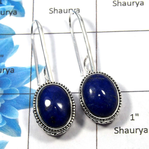 Lapis Cab - D SDE529 - Solid 92.5% Sterling Silver Natural Blue Lapis Oval Cab Gemstone Designer Earrings Lapis Cab - D SDE529 - Solid 92.5% Sterling Silver Natural Blue Lapis Oval Cab Gemstone Designer Earrings