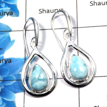 Larimar Cab - C SDE533 - Gorgeous Natural Blue Larimar Cab Gemstone 925 Sterling Silver Designer Earrings Larimar Cab - C SDE533 - Gorgeous Natural Blue Larimar Cab Gemstone 925 Sterling Silver Designer Earrings