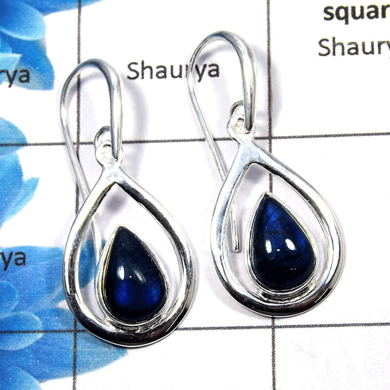 Labradorite Cab - D SDE533 - Solid 92.5% Sterling Silver Natural Blue Fire Labradorite Gemstone Designer Earrings Labradorite Cab - D SDE533 - Solid 92.5% Sterling Silver Natural Blue Fire Labradorite Gemstone Designer Earrings