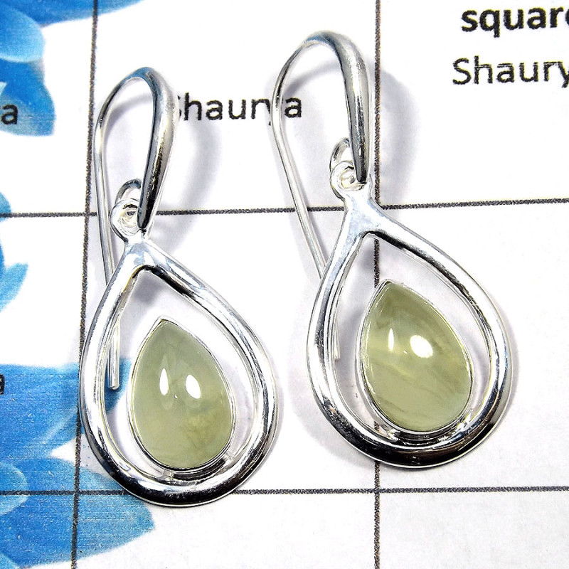 Prehnite Cab - E SDE533 - Awesome Natural Green Prehnite Gemstone Solid 92.5% Sterling Silver Designer Earrings Prehnite Cab - E SDE533 - Awesome Natural Green Prehnite Gemstone Solid 92.5% Sterling Silver Designer Earrings