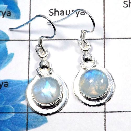 Rainbow Moonstone Cab - D SDE536 - Natural Blue Fire Rainbow Moonstone Gemstone 925 Sterling Silver Designer Earrings Rainbow Moonstone Cab - D SDE536 - Natural Blue Fire Rainbow Moonstone Gemstone 925 Sterling Silver Designer Earrings