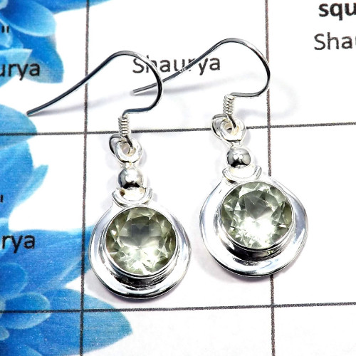 Green Amethyst Cut - G SDE536 - Latest Collection Natural Green Amethyst Cut Gemstone 925 Sterling Silver Designer Earrings Green Amethyst Cut - G SDE536 - Latest Collection Natural Green Amethyst Cut Gemstone 925 Sterling Silver Designer Earrings