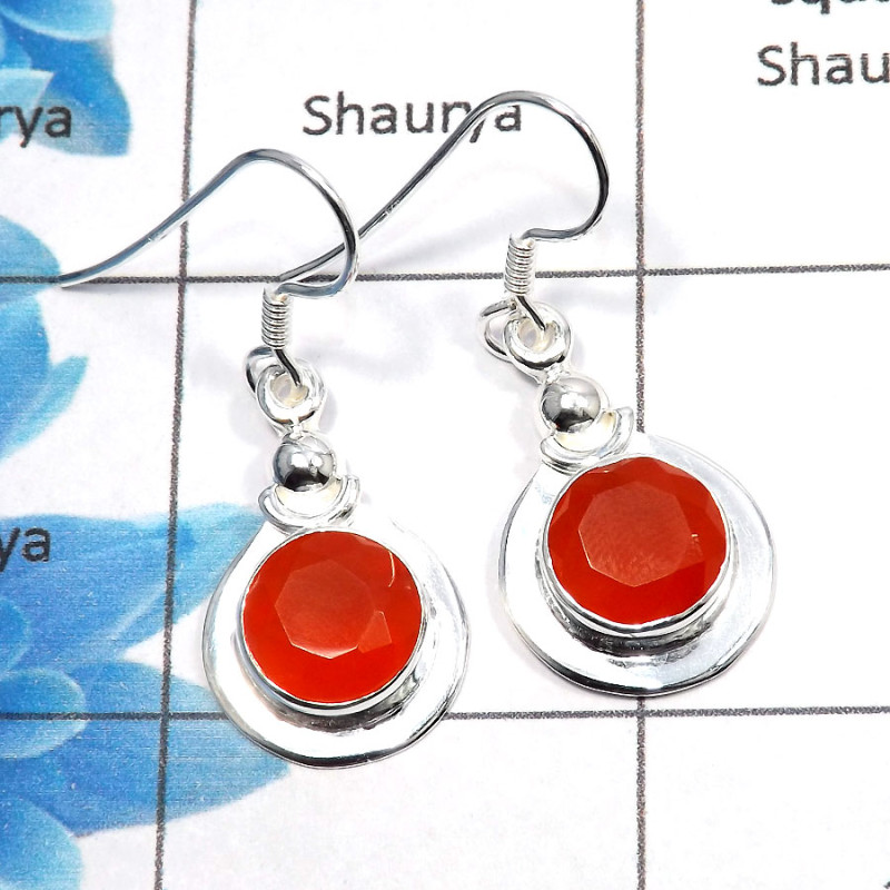 Carnelian Cut - O SDE536 - Exclusive Natural Carnelian Cut Gemstone 925 Sterling Silver Designer Earrings Carnelian Cut - O SDE536 - Exclusive Natural Carnelian Cut Gemstone 925 Sterling Silver Designer Earrings