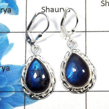 Labradorite Cab - O SDE539 - Natural Blue Fire Labradorite Gemstone 925 Sterling Silver Lever Back Earrings Labradorite Cab - O SDE539 - Natural Blue Fire Labradorite Gemstone 925 Sterling Silver Lever Back Earrings