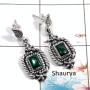 Malachite Cab - A SDE543 - Natural Green Malachite Gemstone 925 Sterling Silver Designer Earrings