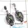 Seraphinite Cab - D SDE543 - Newly Arrival Green Seraphinite Stone 925 Sterling Silver Earrings