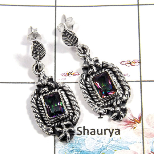 Mystic Cut - O SDE543 - Mystic Cut Gemstone 92.5% Sterling Silver Wholesale Designer Earrings