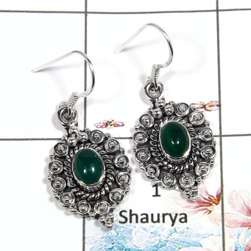 Green Onyx Cab - C SDE544 - Newly Arrival Lapis Gemstone 925 Sterling Silver Dangle Earrings