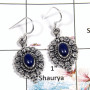 Lapis Cab - D SDE544 - Natural Blue Lapis Gemstone 925 Sterling Silver Handmade Designer Earrings