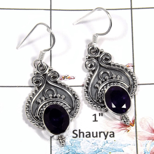 Amethyst Cut A - SDE545 - Solid 925 Sterling Silver Amethyst Cut Gemstone Designer Dangle Earrings Amethyst Cut A - SDE545 - Solid 925 Sterling Silver Amethyst Cut Gemstone Designer Dangle Earrings