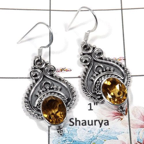Citrine Cut - B SDE545 - Natural Citrine Cut Gemstone 925 Sterling Silver Designer Earrings Citrine Cut - B SDE545 - Natural Citrine Cut Gemstone 925 Sterling Silver Designer Earrings