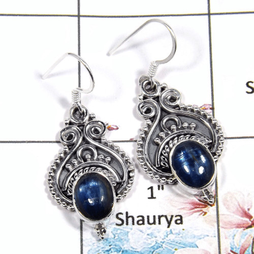 Kyanite Cab - G SDE545 - Natural Blue Kyanite Gemstone 925 Silver Handmade Wholesale Earrings Kyanite Cab - G SDE545 - Natural Blue Kyanite Gemstone 925 Silver Handmade Wholesale Earrings