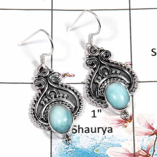 Larimar Cab - H SDE545 - Latest Collection Made Solid 92.5 Silver With Larimar Gemstone Designer Earrings Larimar Cab - H SDE545 - Latest Collection Made Solid 92.5 Silver With Larimar Gemstone Designer Earrings