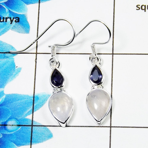 Rainbow Moonstone Cab H - SDE948-Small Size Lovely Gemstone Pretty Earring