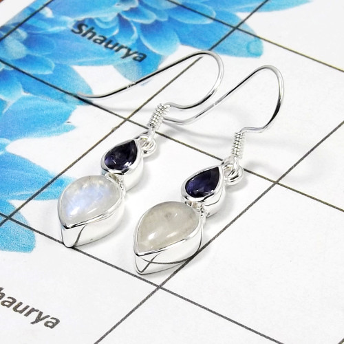 Rainbow Moonstone Cab H - SDE948-Small Size Lovely Gemstone Pretty Earring