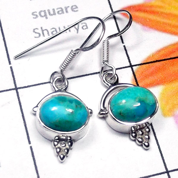 Blue Turquoise A - SDE954-Semiprecious Gemstone Fancy Earring Blue Turquoise A - SDE954-Semiprecious Gemstone Fancy Earring
