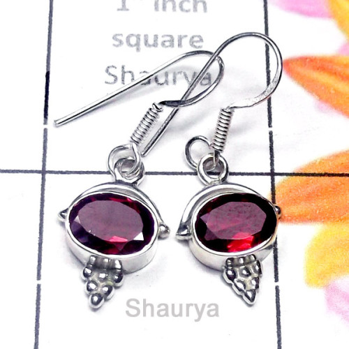 Garnet B - SDE954-Semiprecious Gemstone Fancy Earring