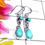 Blue Turquoise E - SDE966-Sterling Silver Small Size Pretty Earring