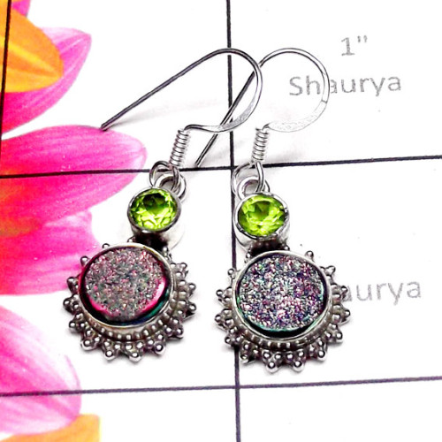 Titanium Druzy B - SDE988-Gorgeous Design Precious Gemstone Earrings Titanium Druzy B - SDE988-Gorgeous Design Precious Gemstone Earrings