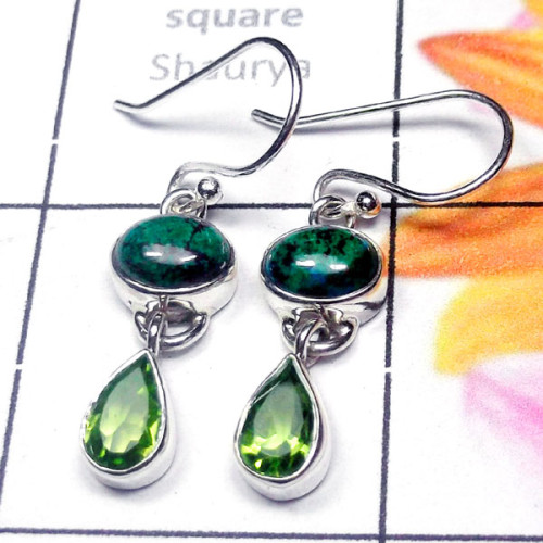 Crysocola H - SDE955-Semiprecious Gemstone Elegant Earring