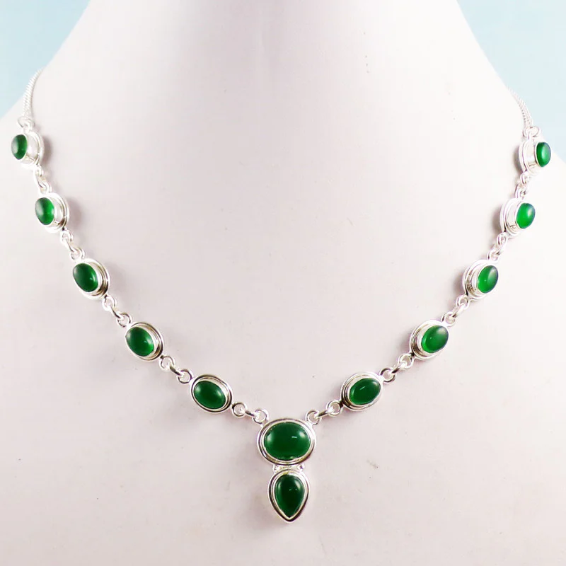 Green Onyx Cab E - SDN964 Sterling 925 Silver Manufacturer Semiprecious Gemstone Handmade Necklace SDN964 Green Onyx Cab E - SDN964 Sterling 925 Silver Manufacturer Semiprecious Gemstone Handmade Necklace SDN964