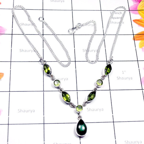 Peridot B - SDN998-Cut and Cab Gemstone Exclusive Silver Necklace Peridot B - SDN998-Cut and Cab Gemstone Exclusive Silver Necklace