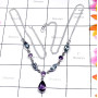 Blue Topaz C - SDN998-Cut and Cab Gemstone Exclusive Silver Necklace