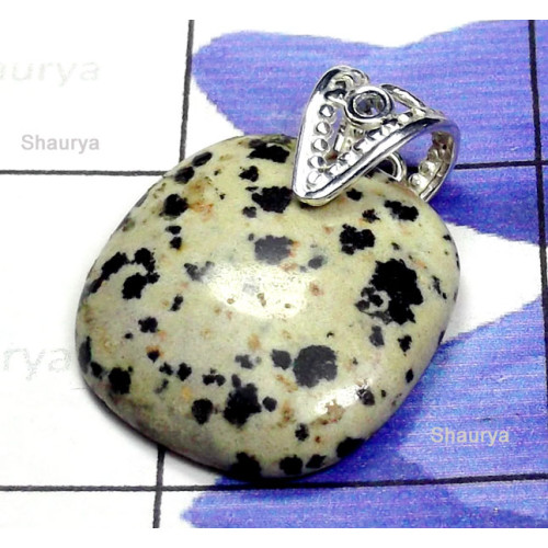 Dalmation Jasper C - SDP986-Dalmation Jasper Beautiful Gemstone Silver Drilled Pendan
