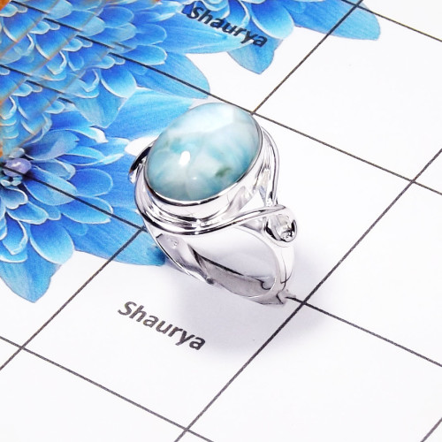 Larimar Gemstone Designer Ring SDR443-O- 925 Sterling Silver With Larimar Gemstone Wholesale Rings