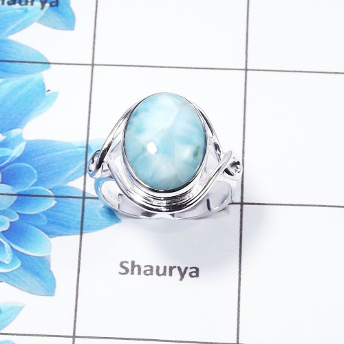 Larimar Gemstone Designer Ring SDR443-O- 925 Sterling Silver With Larimar Gemstone Wholesale Rings