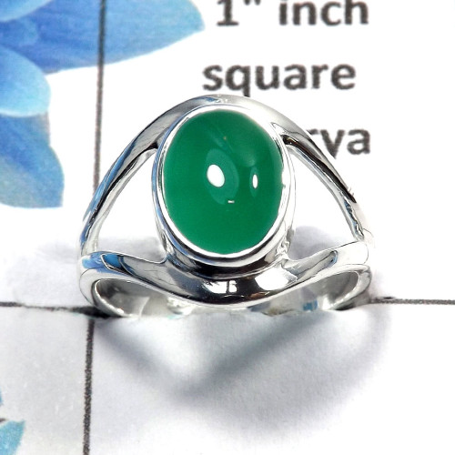 Green Onyx Cab B - SDR447 - Solid 925 Sterling Silver Natural Green Onyx Cab Gemstone Designer Ring Green Onyx Cab B - SDR447 - Solid 925 Sterling Silver Natural Green Onyx Cab Gemstone Designer Ring