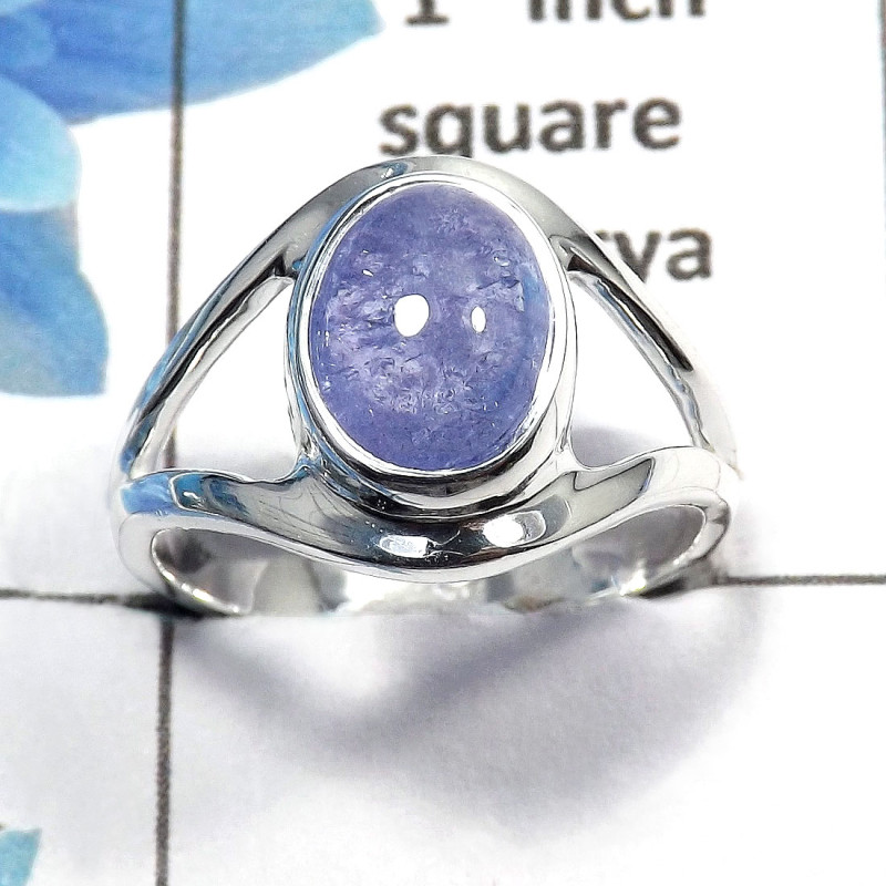 Tanzanite Cab E - SDR447 - Natural Blue Tanzanite 10x12mm Oval Gemstone 925 Sterling Silver Designer Ring Tanzanite Cab E - SDR447 - Natural Blue Tanzanite 10x12mm Oval Gemstone 925 Sterling Silver Designer Ring